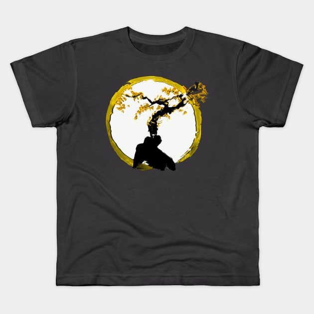 gold and yellow tree of success - Enso circle inspired bonsai tree gift Kids T-Shirt by Trippy Critters